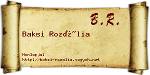 Baksi Rozália névjegykártya